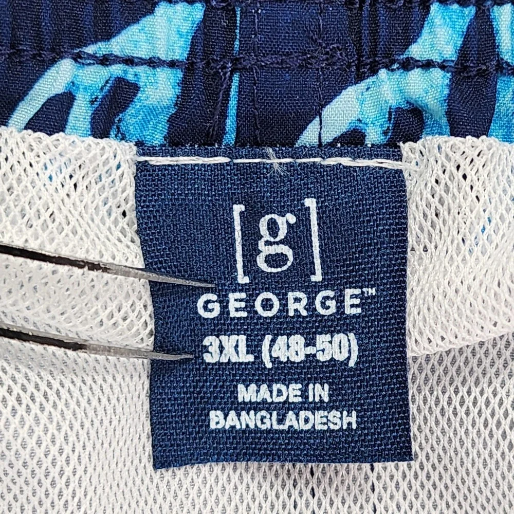 George Swim Trunks Mens‎ 3XL Blue Sea Turtle Print Lined Drawstring Beach Summer